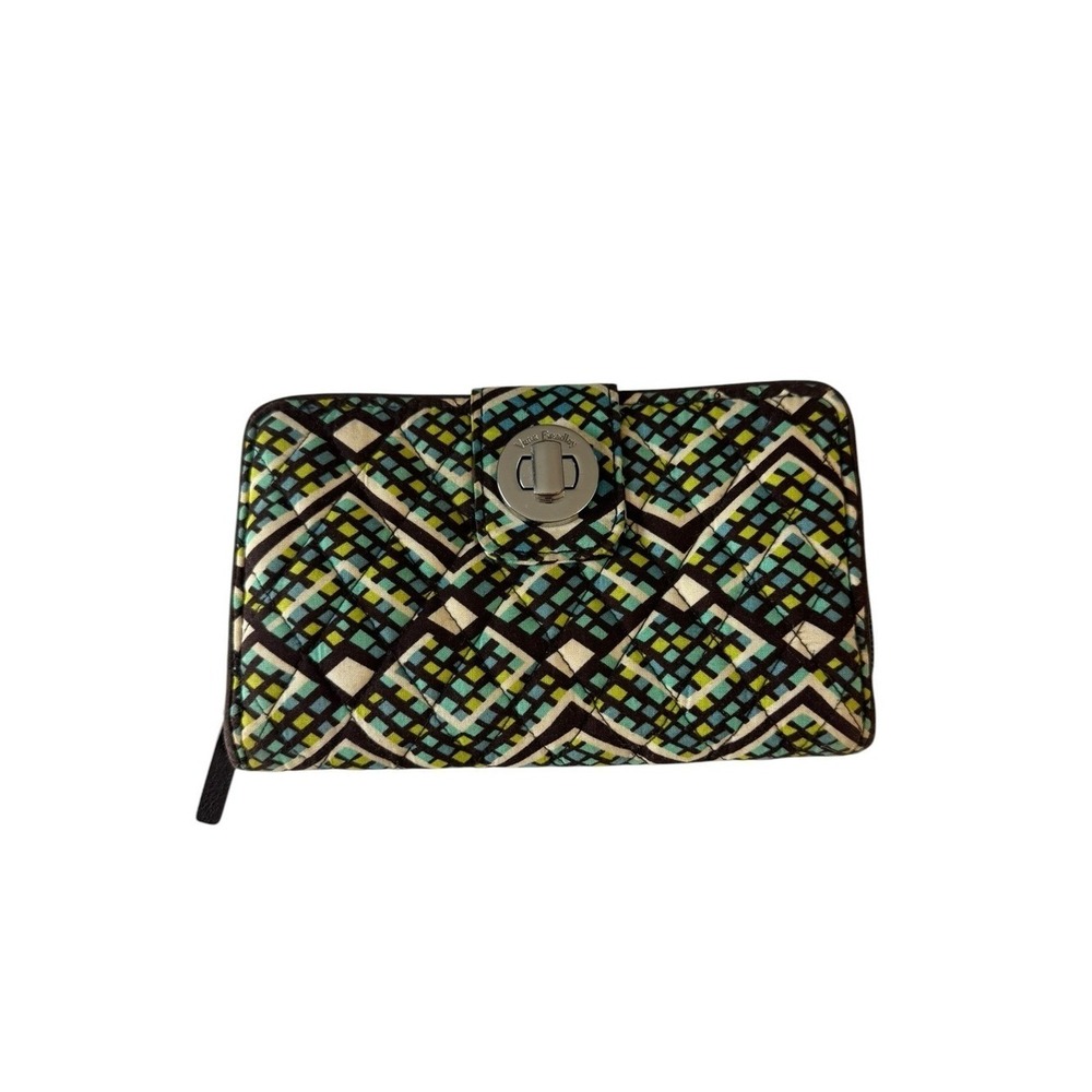 Vera Bradley Rain Forest RFID Turn Lock Wallet Quilted Zip Around - Picture 1 of 5